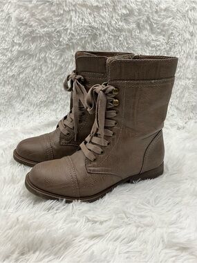 Rampage Boots Size 8 Brown Lace-Up Military-Style Boots